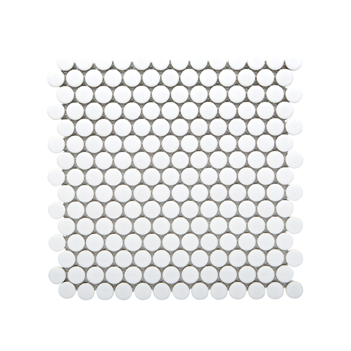 Penny Round Glossy White Porcelain Mosaic