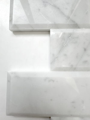 Italian White Carrara Beveled Peel and Stick Brick Mosaics for Kitchen Backsplash 2" x 4" Polished