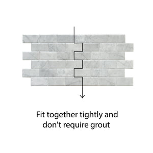 Italian White Carrara Beveled Peel and Stick Brick Mosaics for Kitchen Backsplash 2" x 4" Polished