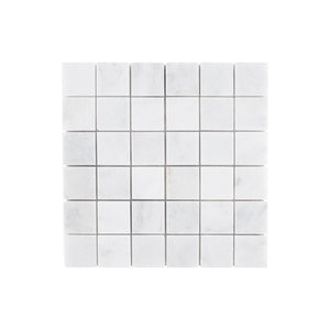 White Carrara 2'' x 2'' Square Marble Mosaic - Marble Barn