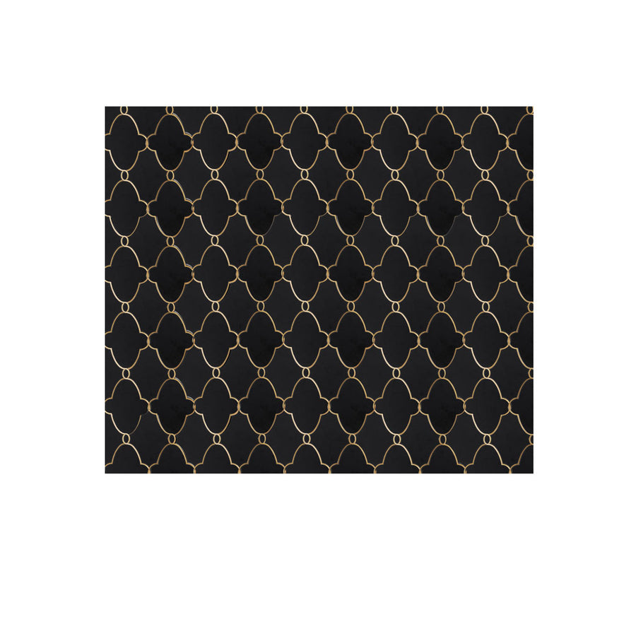 Black Night Water Jet Marble Mosaic with Gold Brass - Marble Barn