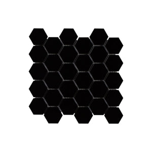 2" Hexagon Matte Black Porcelain Mosaic