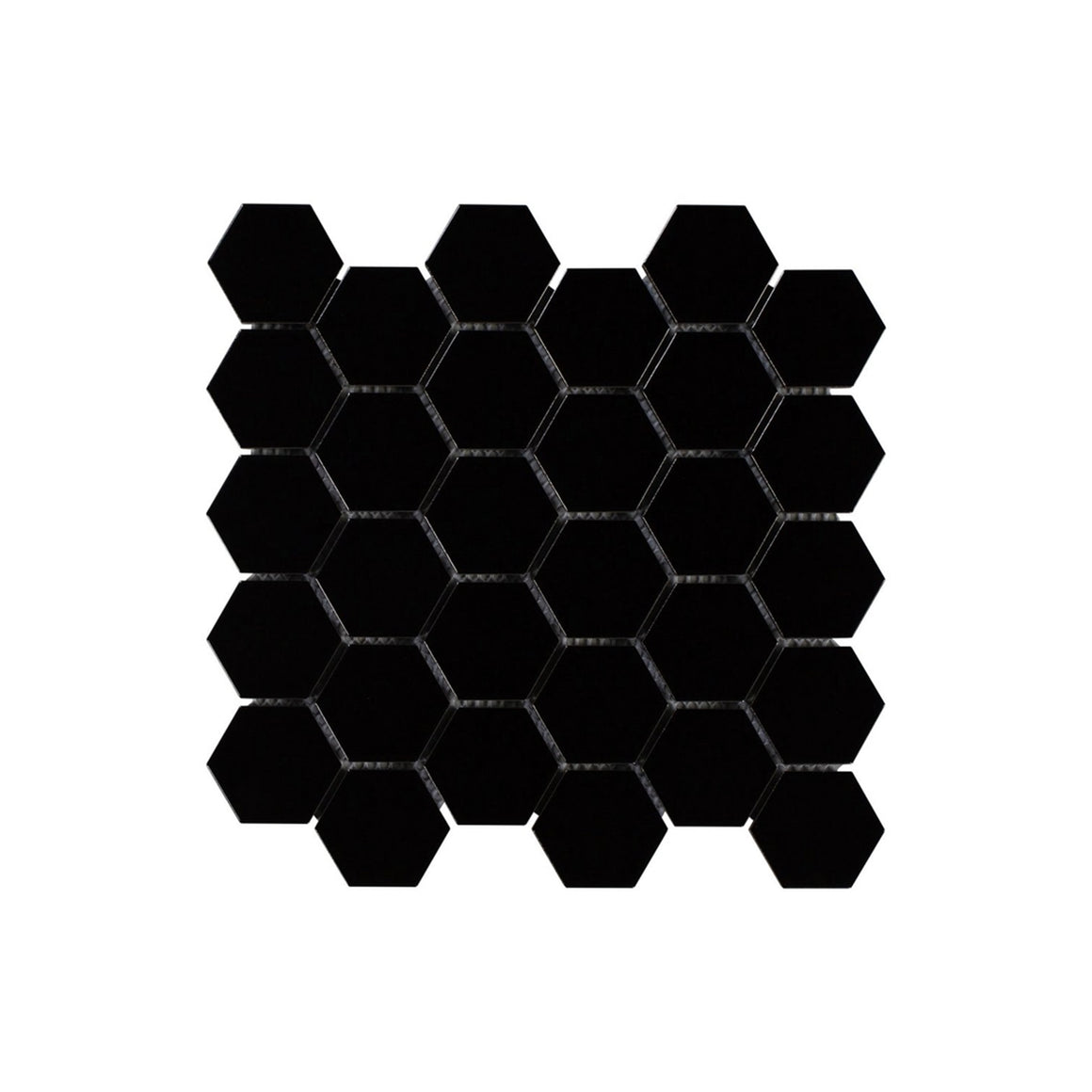 2" Hexagon Matte Black Porcelain Mosaic