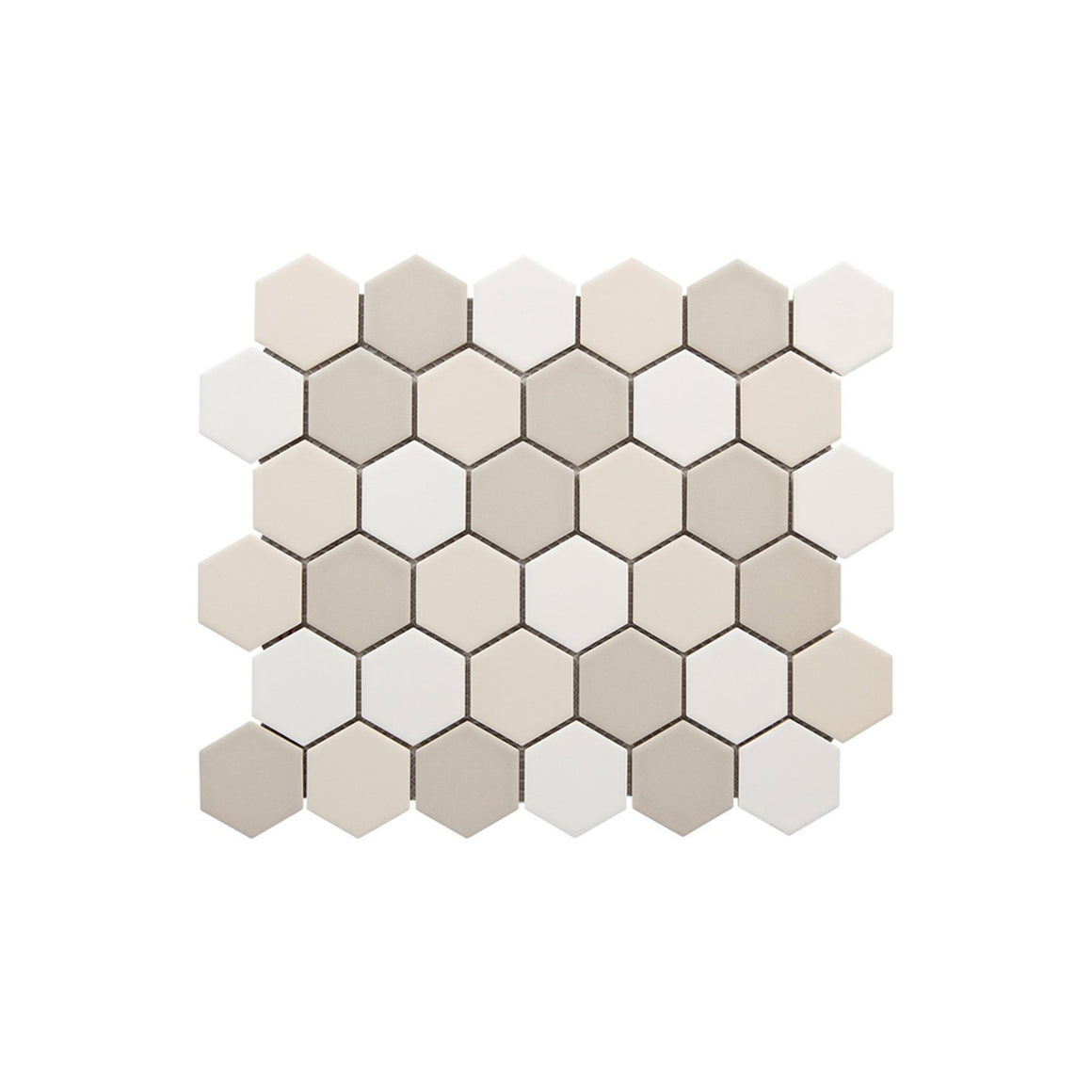 2" Hexagon Shades of Creme Matte Porcelain Mosaic