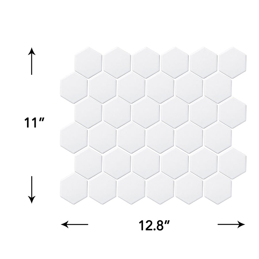 2" Hexagon Matte White Porcelain Mosaic