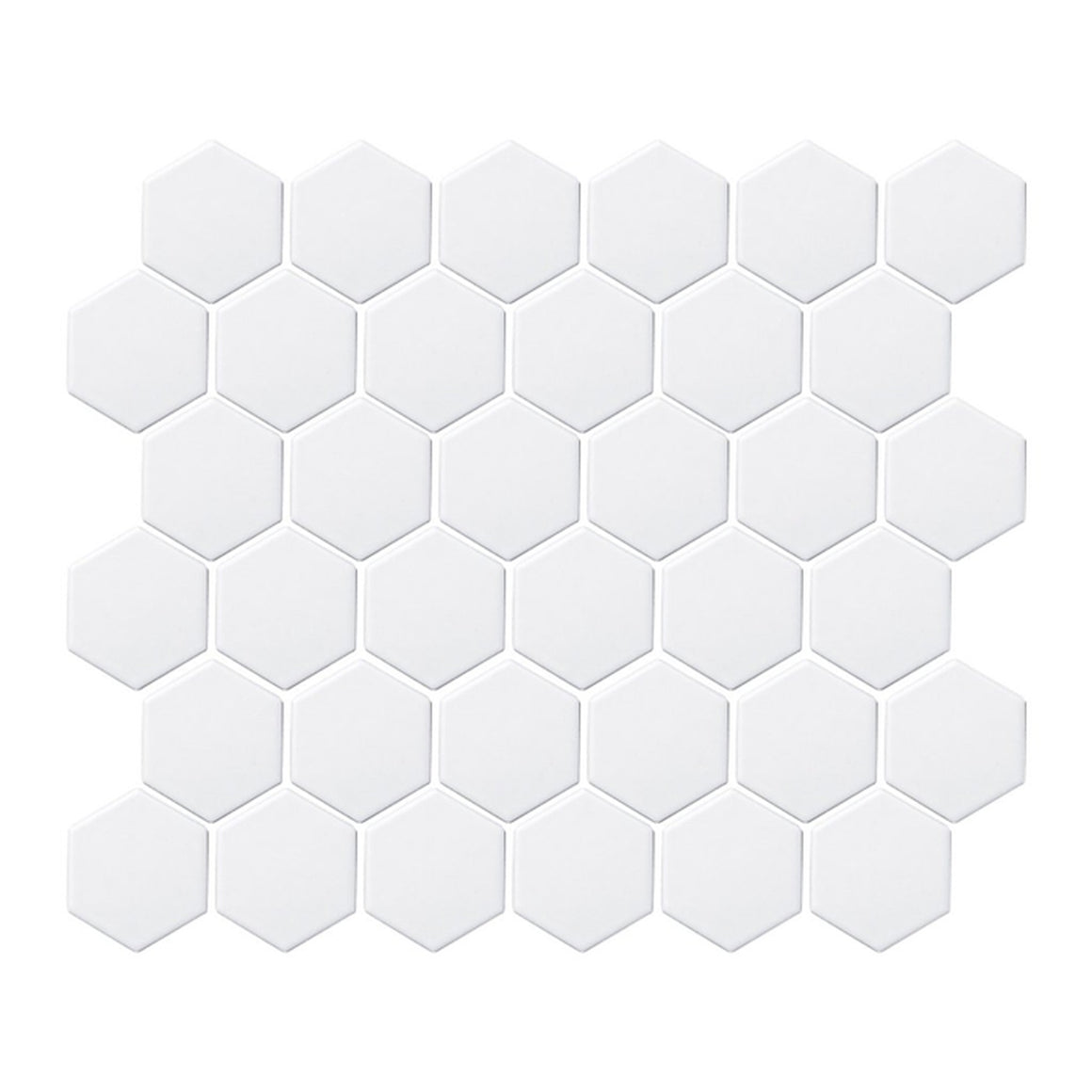 2" Hexagon Matte White Porcelain Mosaic