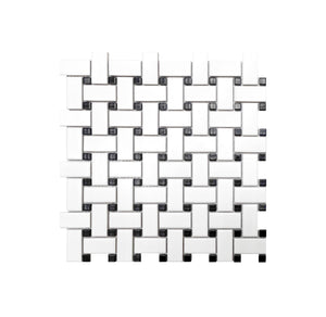 1"x2" Basketweave Matte White and Black Porcelain Mosaic