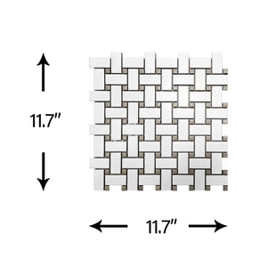1"x2" Basketweave Matte White and Gray Porcelain Mosaic
