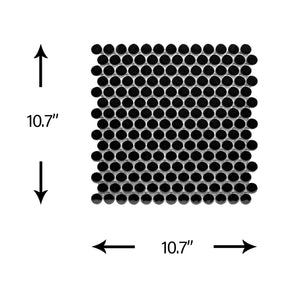 Penny Round Polished Black Porcelain Mosaic