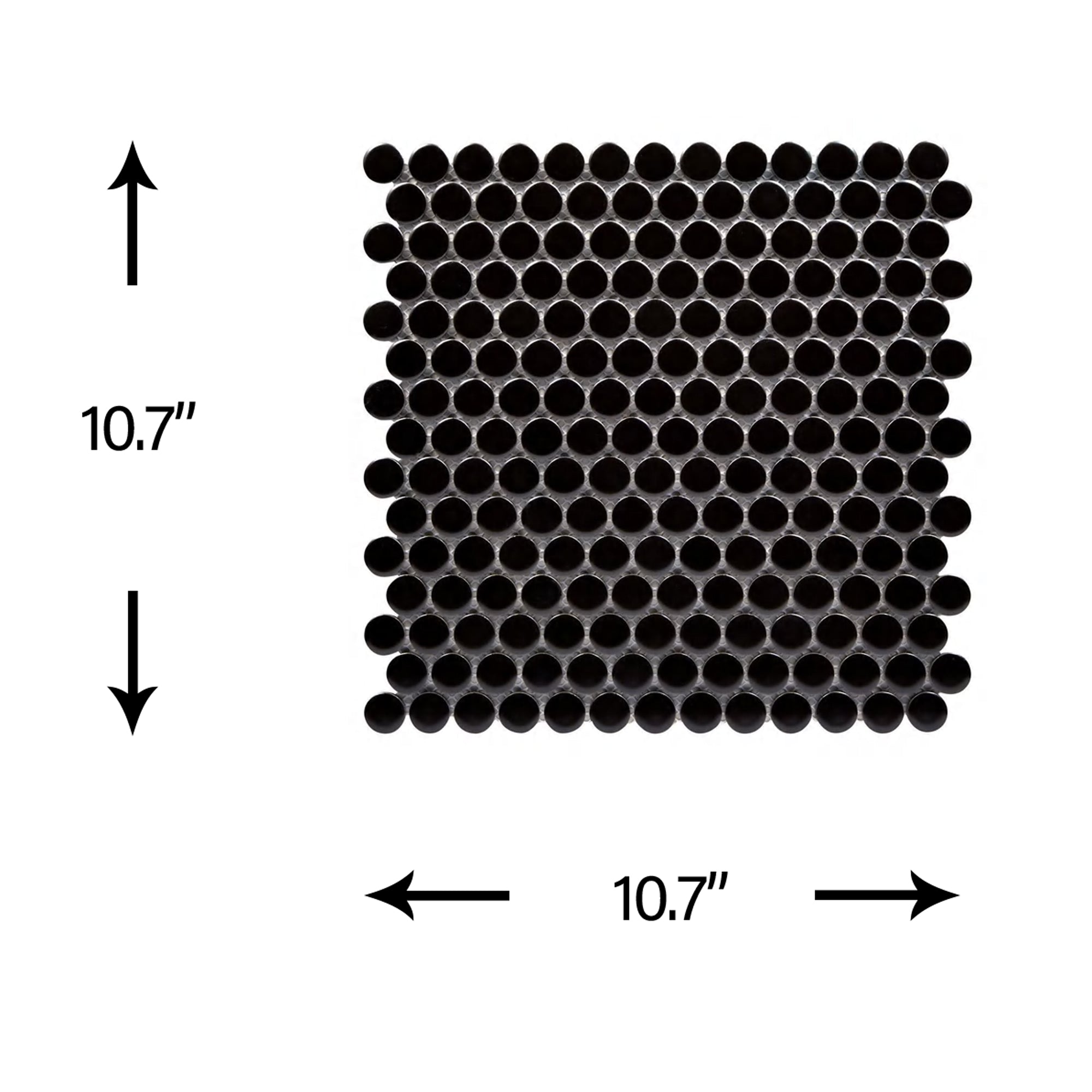 Penny Round Mixed Finish Polished and Matte Black Porcelain Mosaic