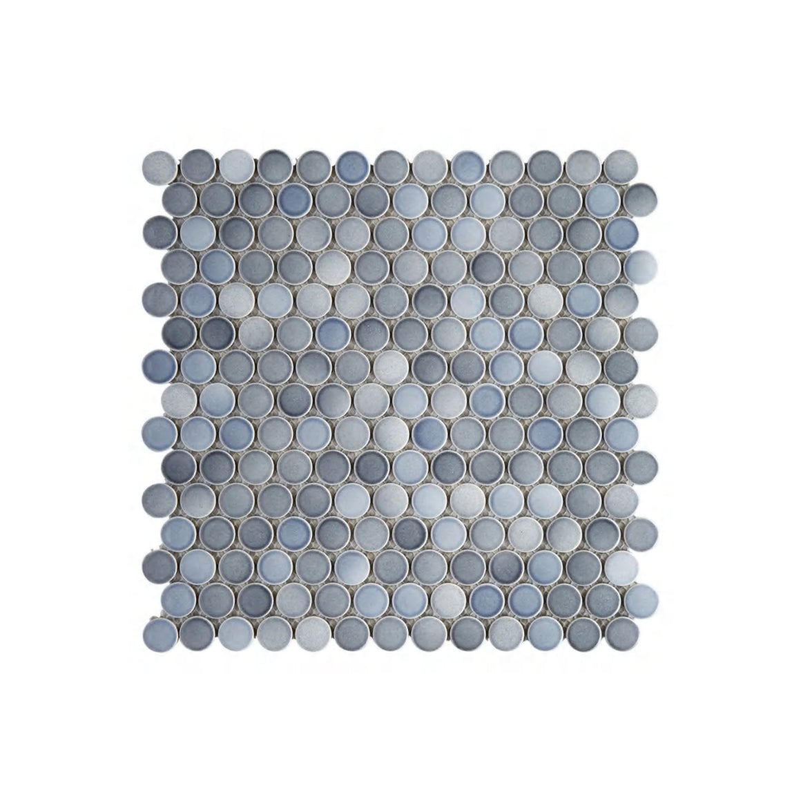Penny Round Polished Shades of Gray Porcelain Mosaic
