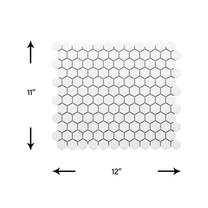 1" Hexagon Polished White Porcelain Mosaic