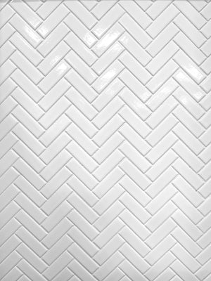 1"x3" Herringbone Glossy White Porcelain Mosaic - Marble Barn