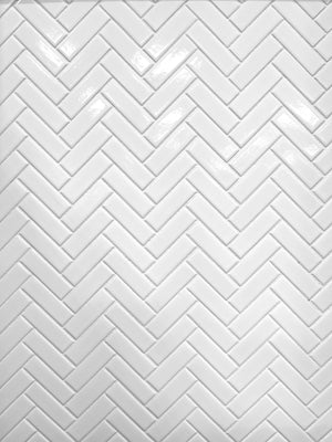 1"x3" Herringbone Glossy White Porcelain Mosaic