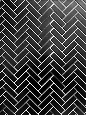1"x3" Herringbone Matte Black Porcelain Mosaic