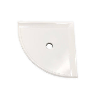 8" Polished White Ceramic Corner Shelf Elegant Shower Shelf with a Drain Hole (Two sided Tapes Included) - Marble Barn