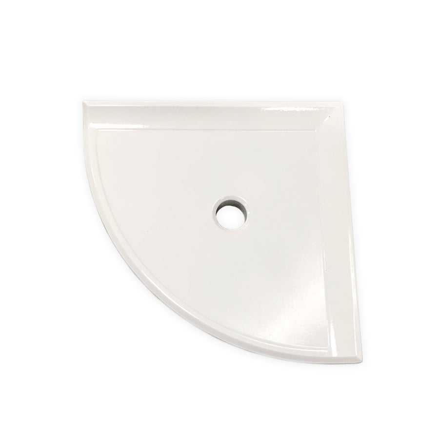 8" Polished White Ceramic Corner Shelf Elegant Shower Shelf with a Drain Hole (Two sided Tapes Included) - Marble Barn