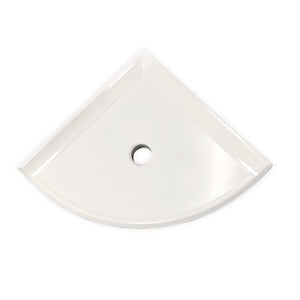 8" Polished White Ceramic Corner Shelf Elegant Shower Shelf with a Drain Hole (Two sided Tapes Included) - Marble Barn