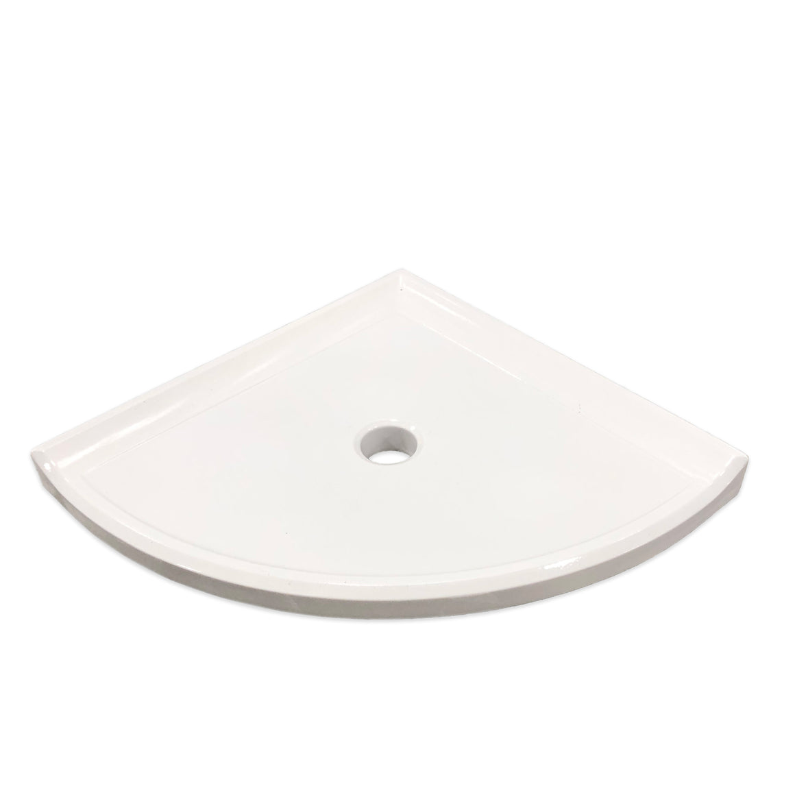 8" Polished White Ceramic Corner Shelf Elegant Shower Shelf with a Drain Hole (Two sided Tapes Included) - Marble Barn