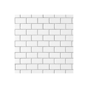Bright White Ice Beveled Ceramic Wall Tile 3"x6" Glossy - Marble Barn