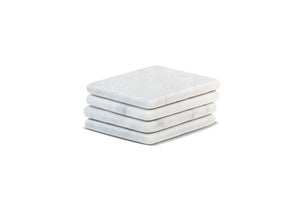 Marble Coasters – White Carara Marble Stone Coasters with Cork Backing - Marble Barn